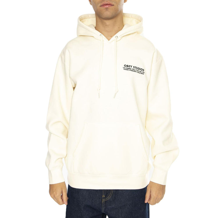 Obey Studios Hood Fleece Unbleached - Felpa Uomo Beige 112470209-UBL  OBEY 