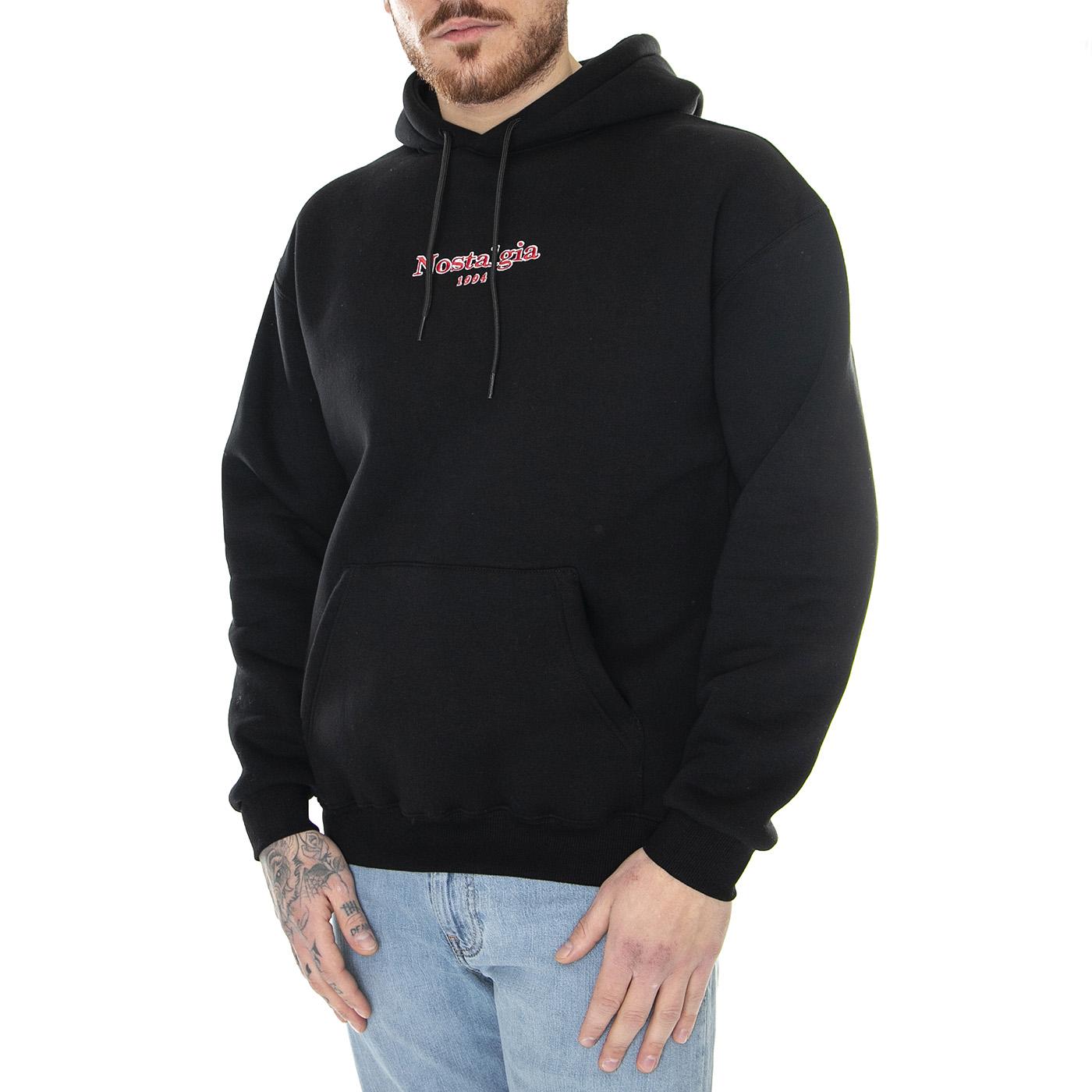 Nos Outline Hoodie Black - Felpa con Cappuccio Uomo Nera W22H-OUTLINE-BLK  USUAL 
