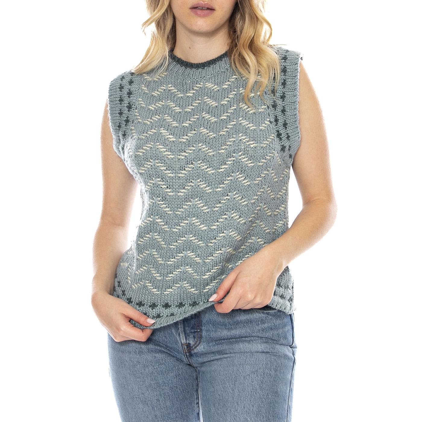 Knitted Vests 522 Blue Tipi Smanicato - Gilet Donna Multicolore MD'M 3.46.103.45 . MD'M 