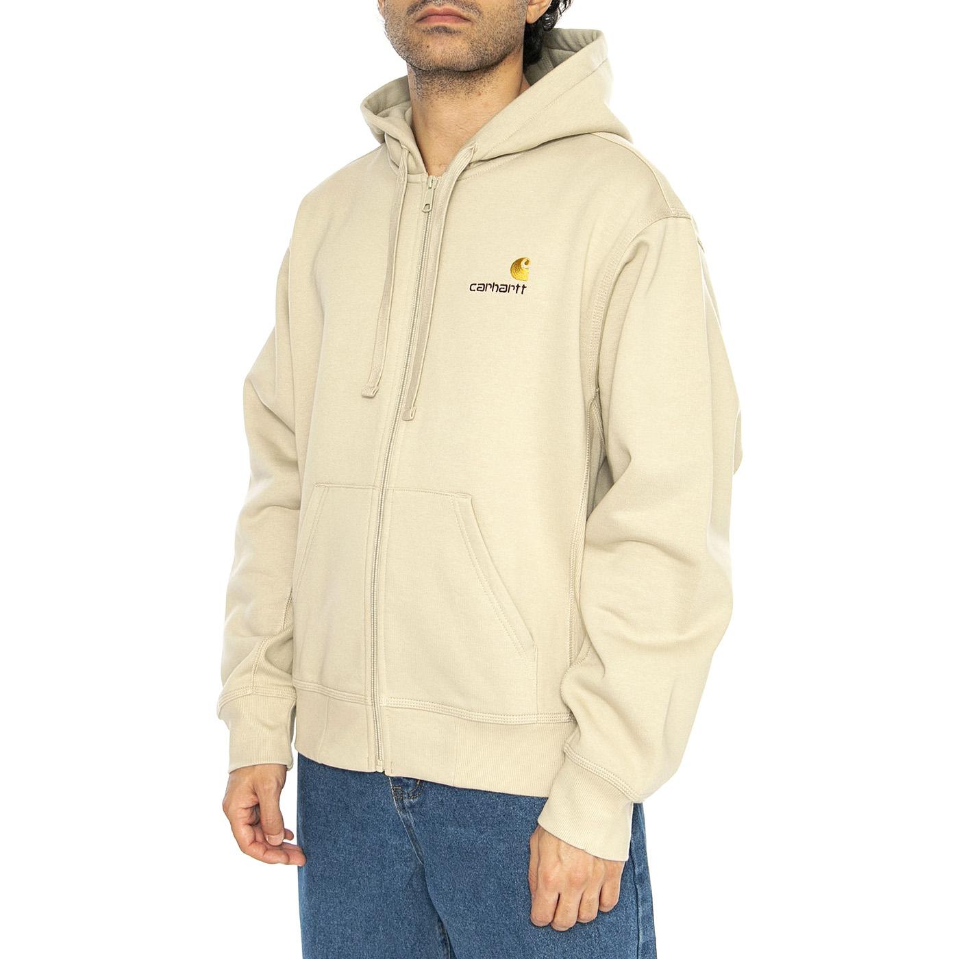 Hooded American Script Jacket Fleur De Sel - Felpa con Cappuccio e Ziip Uomo Beige I033063.2LPXX  CARHARTT WIP 