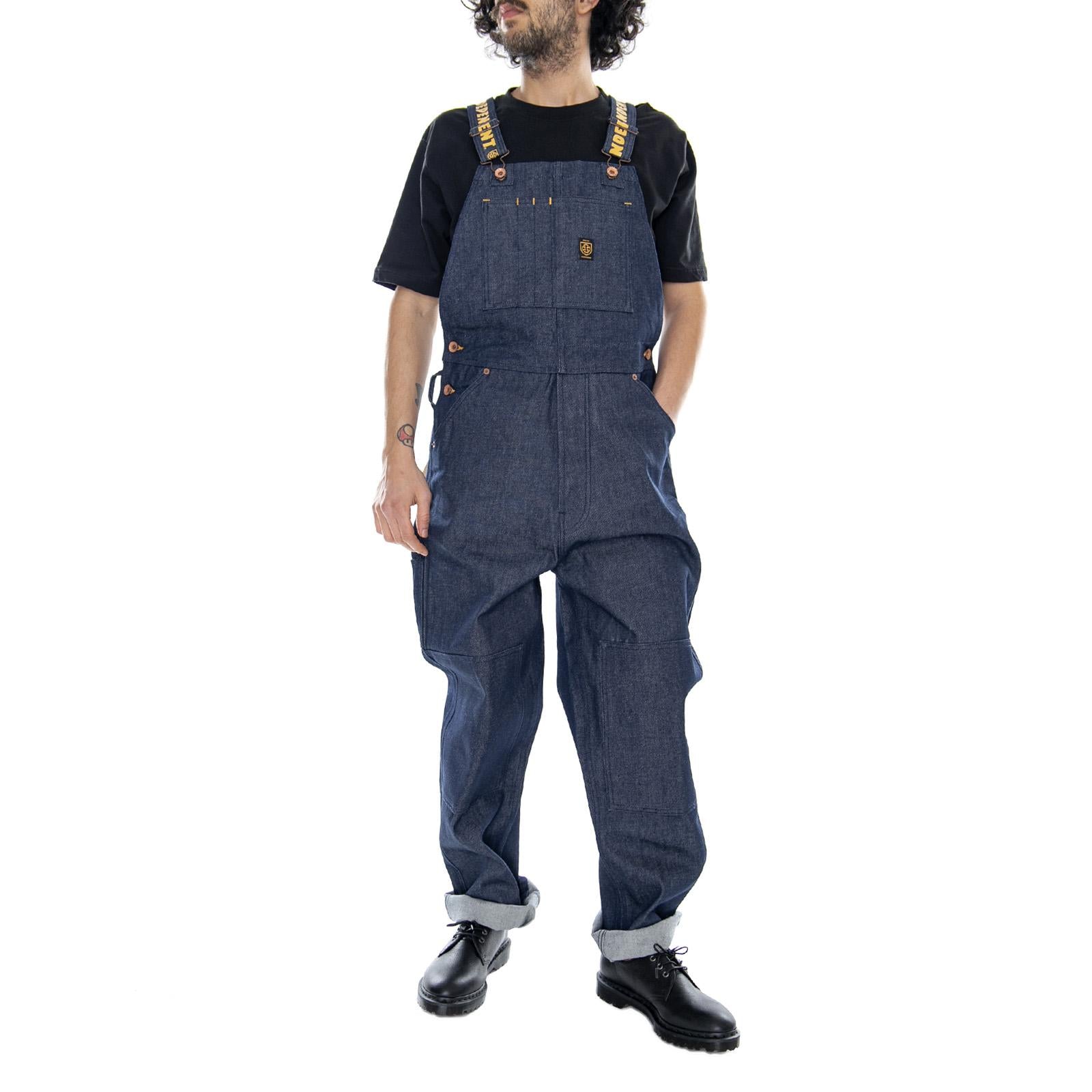 Brixton x Independent Yard Denim Overalls - Raw Indigo Blue - Salopette Uomo 04124-RWIDG . BRIXTON 