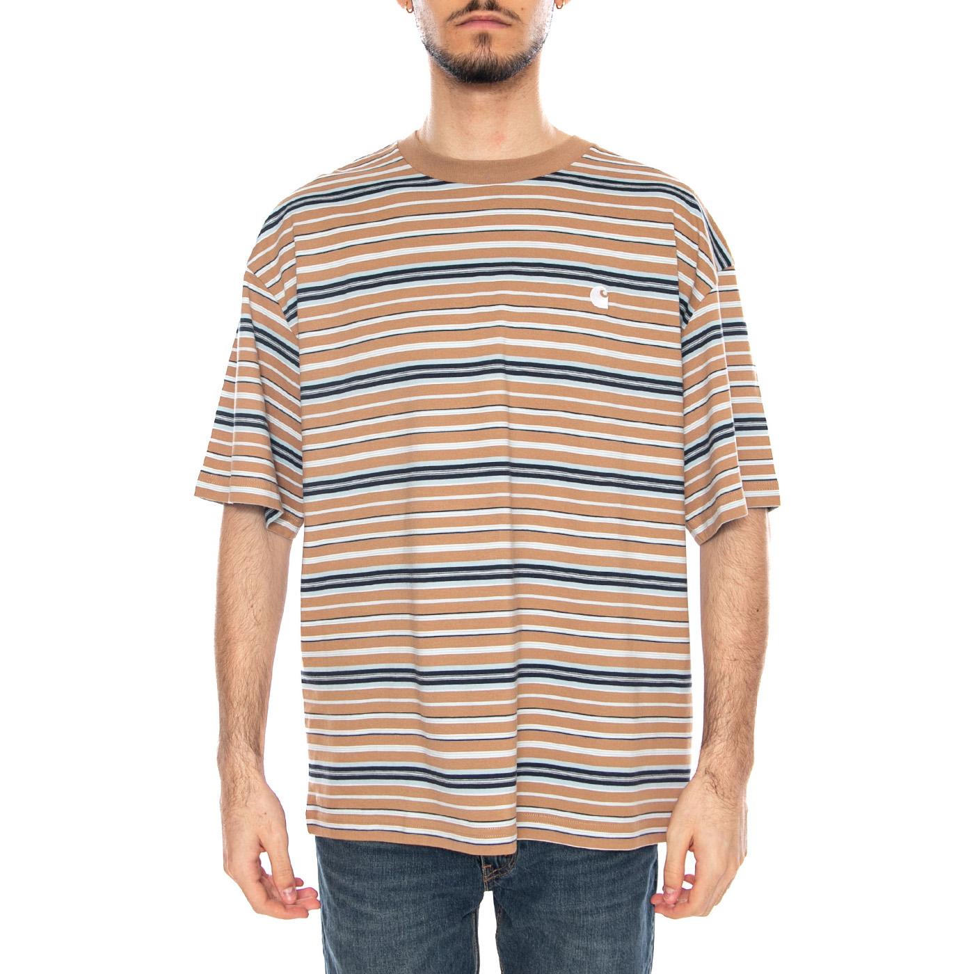 S/S Zane T-Shirt Zane Stripe, Peanut - Maglietta Girocollo Uomo Multicolore I036186 3KZXX CARHARTT WIP 