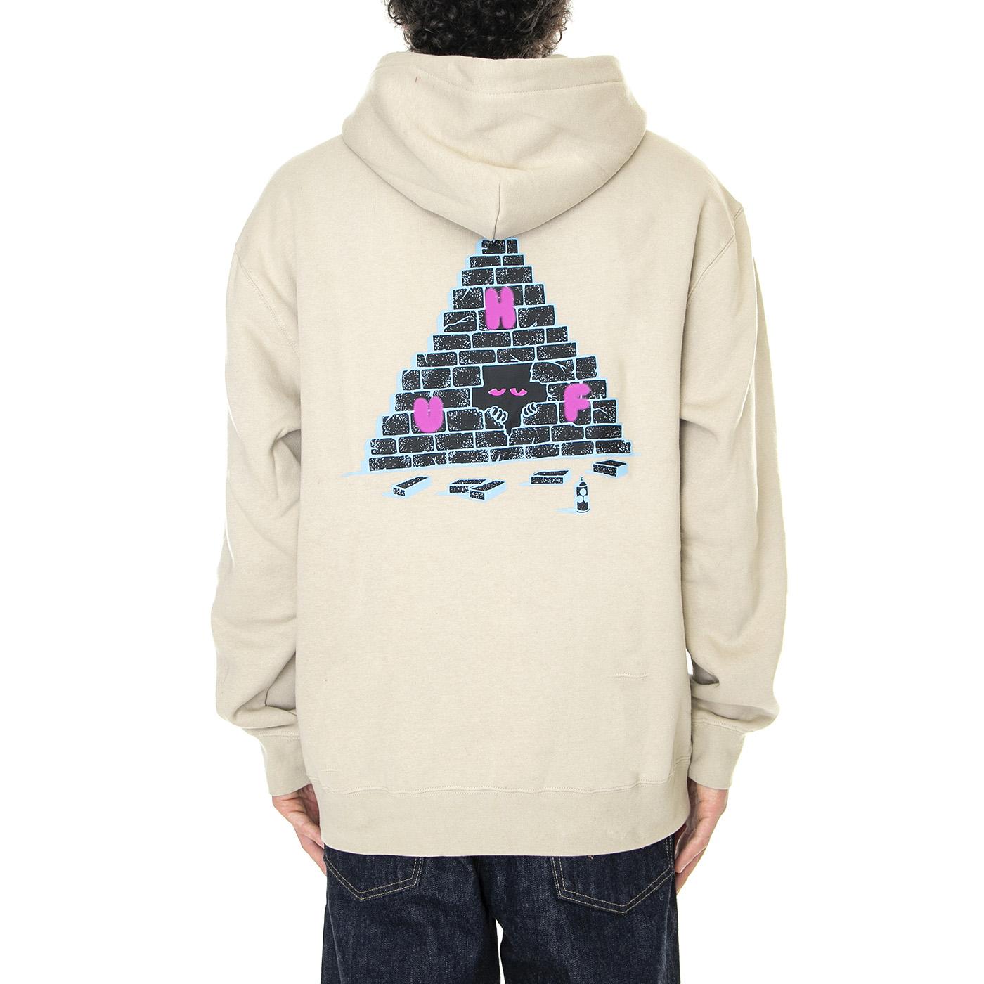 Brick Lurk P/O Hoodie Sand - Felpa con Cappuccio Uomom Beige PF00555-SAND  HUF 
