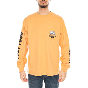 L/S Cold Drinks T-Shirt Gentle Orange - Maglietta Girocollo Maniche Lunghe Uomo Arancione I036216 3IAXX CARHARTT WIP 