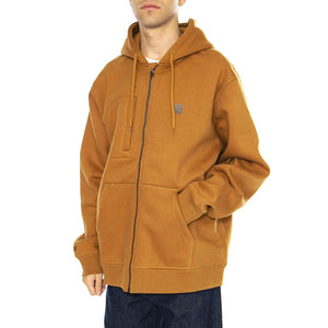 Builders Fleece FZ Hood Golden Brown - Felpa con Cappuccio Uomo Marrone 22517-GLDBN  BRIXTON 