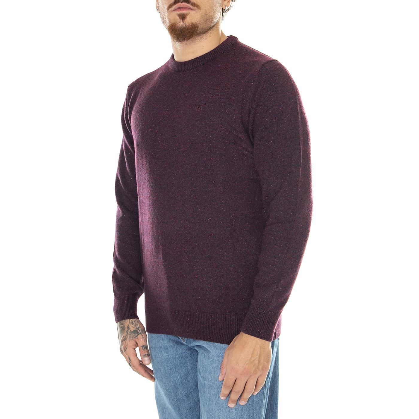 M's Essential Tisbury Crew Fig - Maglione Girocollo Uomo Viola MKN0844-PU98-FW23  BARBOUR 