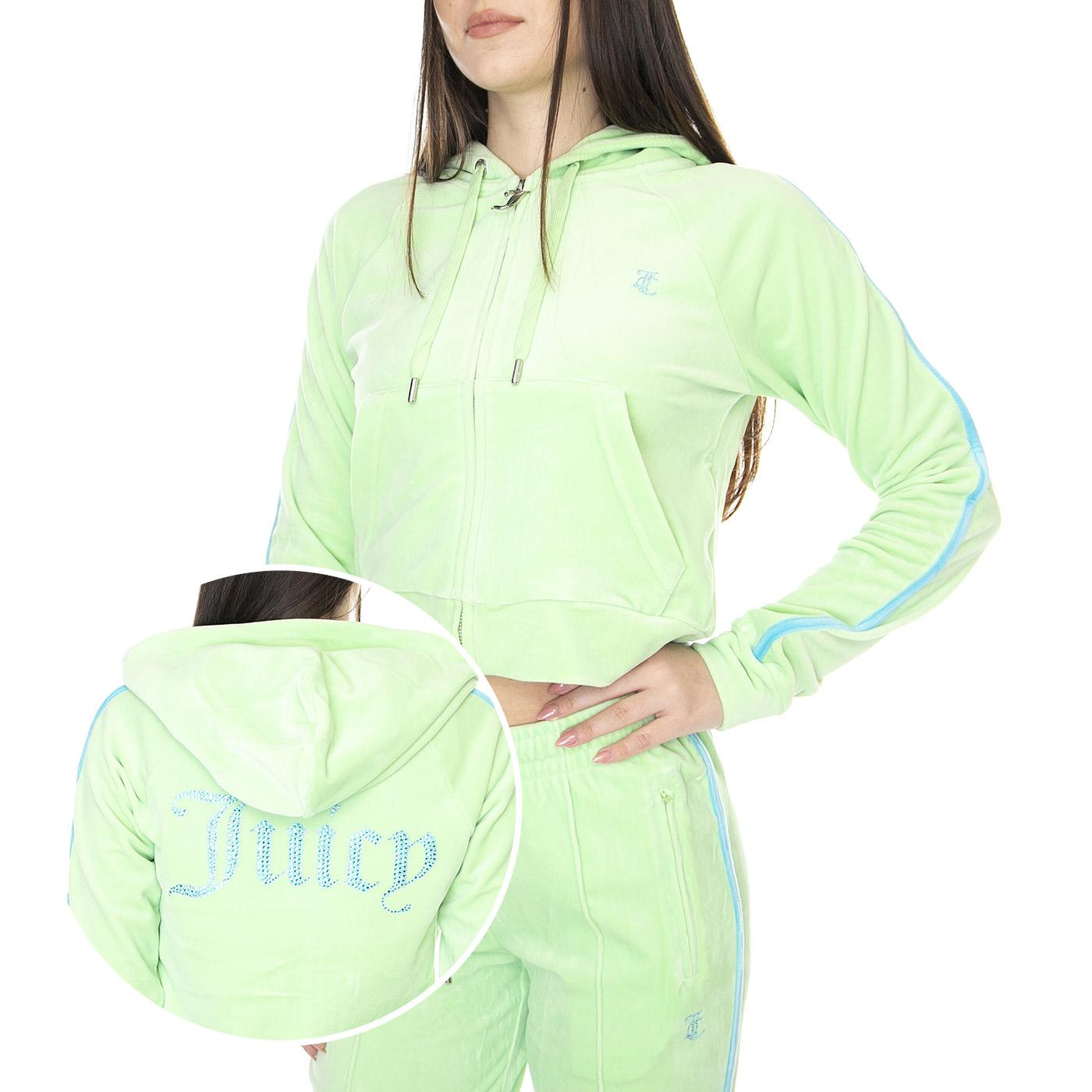 Contrast Madison Mint - Felpa con Cappuccio e Zip Donna Verde JUCJCWA122075-MIN  JUICY COUTURE 