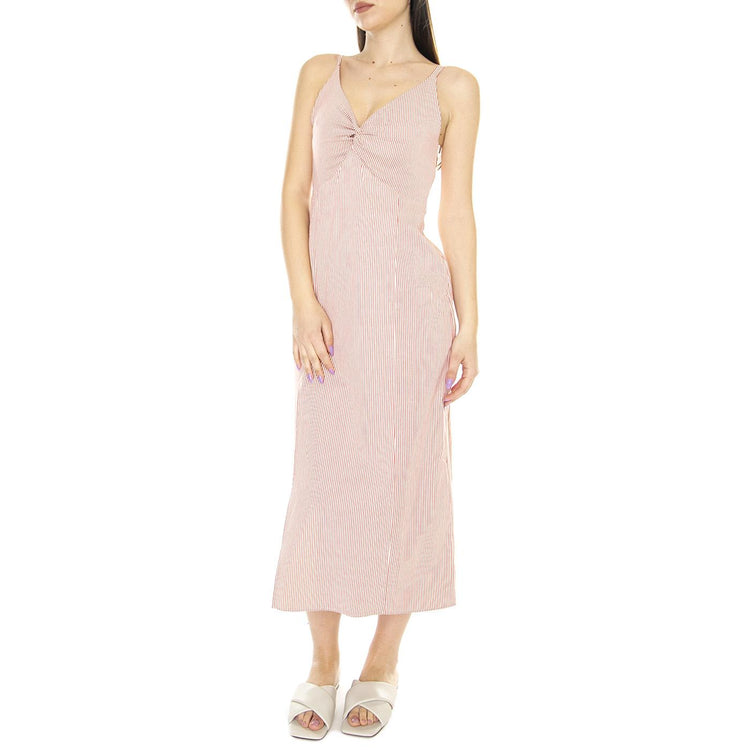 Vestido Midi con Tirantes y Estampado de Rayas Rojas - Abito Donna Rosa 31W/11247  WILD PONY 