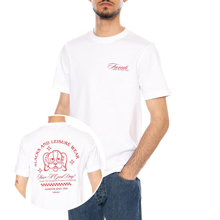 BYRON GRAPHIC SS - Maglietta Girocollo Uomo Bianca F4KSG040 104 FARAH 