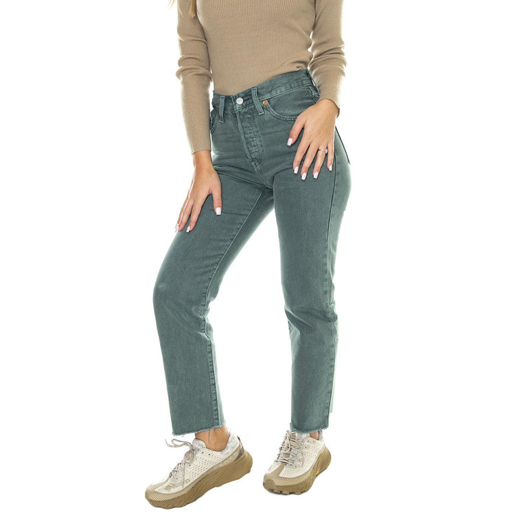 501 Crop Misty Silver Pine Green - Pantaloni Denim Jeans Donna Verdi 36200-0298  LEVIS 