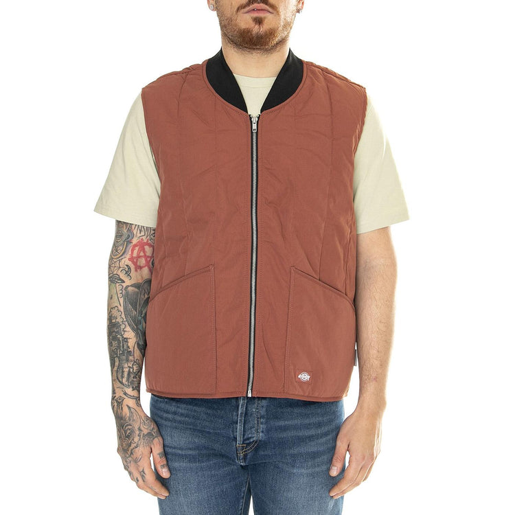 Quilted Vest Nin Mahogany - Giacca Smanicata Uomo Rossa DK0A4YVGH441  DICKIES 