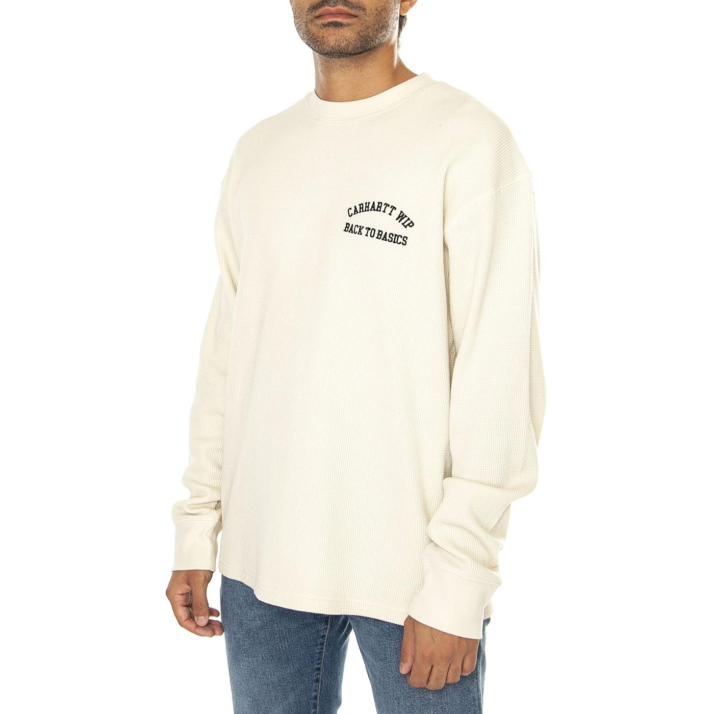 L/S Basics Script T-Shirt Natural / Black - Maglietta Girocollo Maniche Lunghe Uomo Beige I033985.1K6XX  CARHARTT WIP 