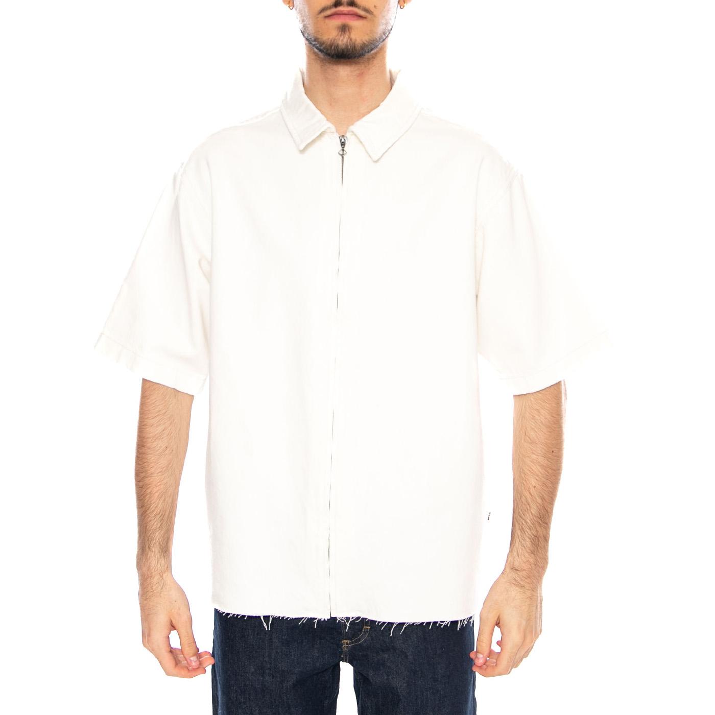 Denim Shirt with Zipper White - Camicia Maniche Corte con Zip Uomo Bianca 112376578 WHT LEE 