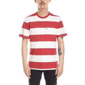 SUNSET POCKET TEE CHERRY BOMB HEATHER/MARSHMALLOW STRIPE 29813-0003  LEVIS 