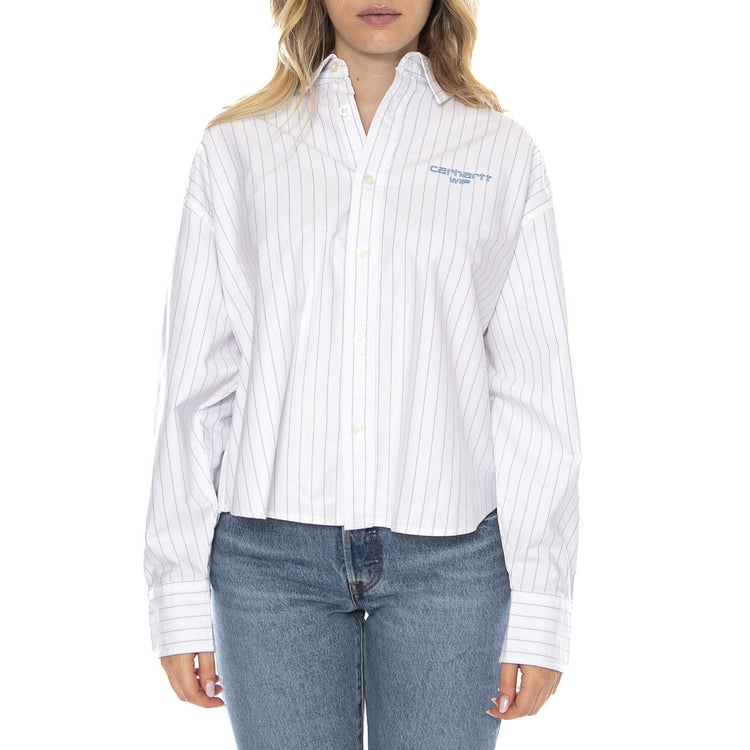 W Carhartt Cassel Shirt - Cassel Stripe White / Bleach - Camicia Donna I035299_35F_XX . CARHARTT WIP 