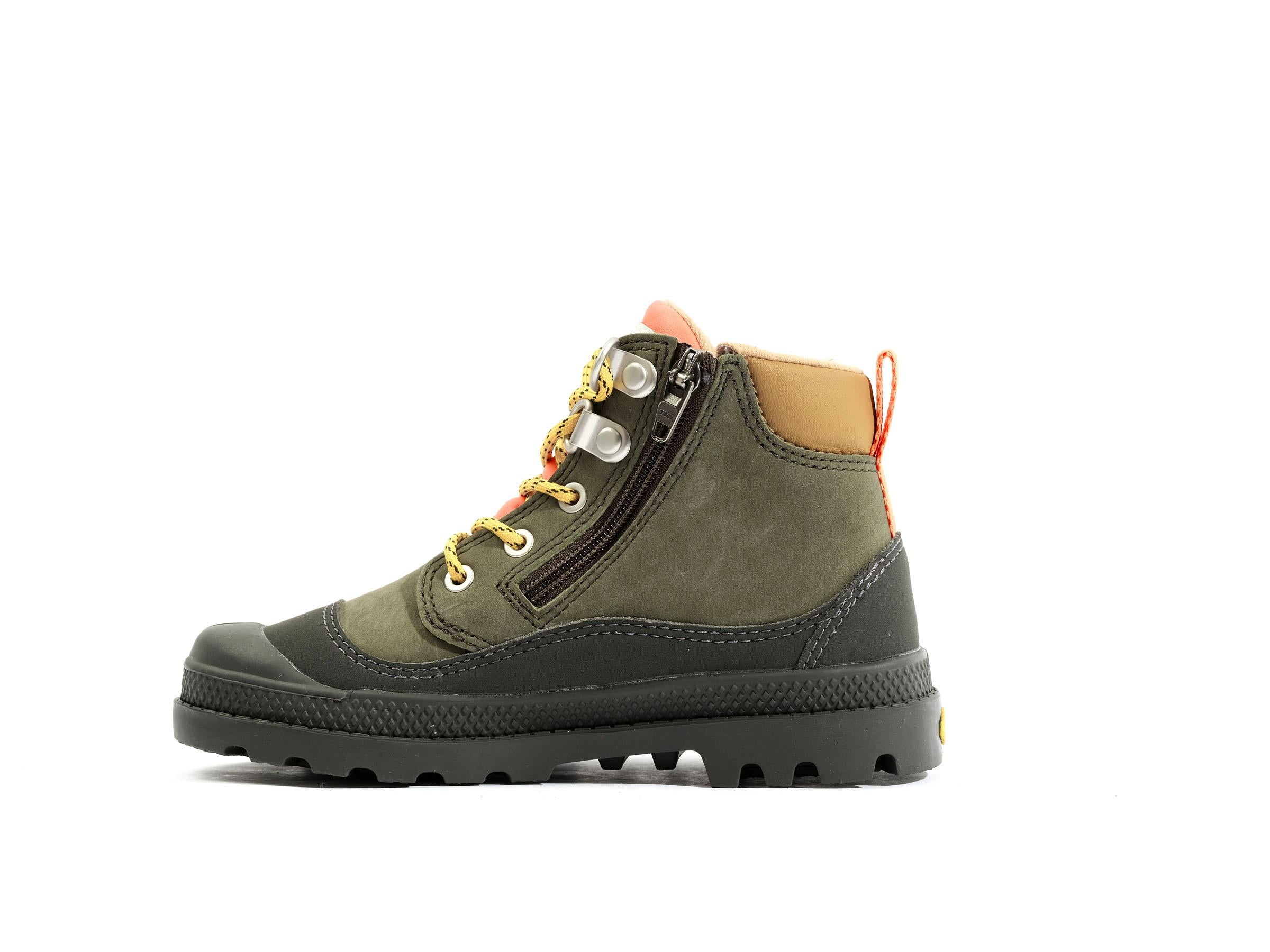 Pampa Hi Cuff Hkr Wp Olive Night - Scarpe Stringate Profilo Alto Bambini Verdi PAK58891-325-M  PALLADIUM 