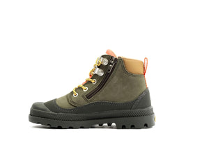 Pampa Hi Cuff Hkr Wp Olive Night - Scarpe Stringate Profilo Alto Bambini Verdi PAK58891-325-M  PALLADIUM 