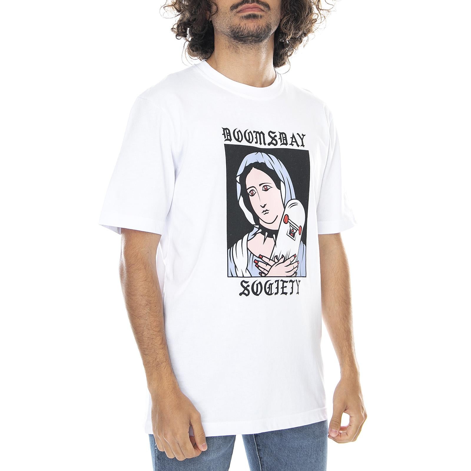 Holysk8 - Maglietta Girocollo Uomo Bianca 0261WHT . DOOMSDAY 