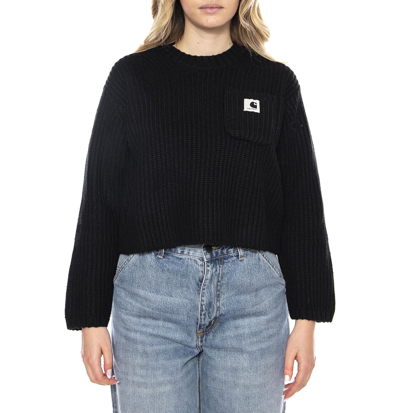 W Mira Sweater - Nero - Maglione Girocollo a Coste Donna I035382_89_XX . CARHARTT WIP 