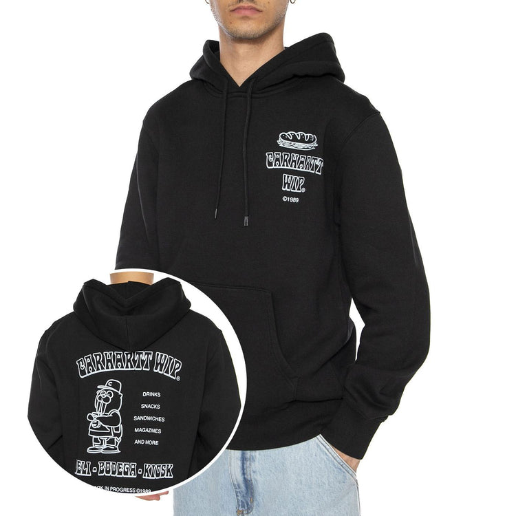 Hooded Sandwich Sweat Black / Blue Fog - Felpa Uomo Nera I035277.36AXX  CARHARTT WIP 