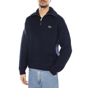PULLOVER 166 Blue Navy - Maglione Collo Alto Uomo Blu Navy AH5205-166  LACOSTE 