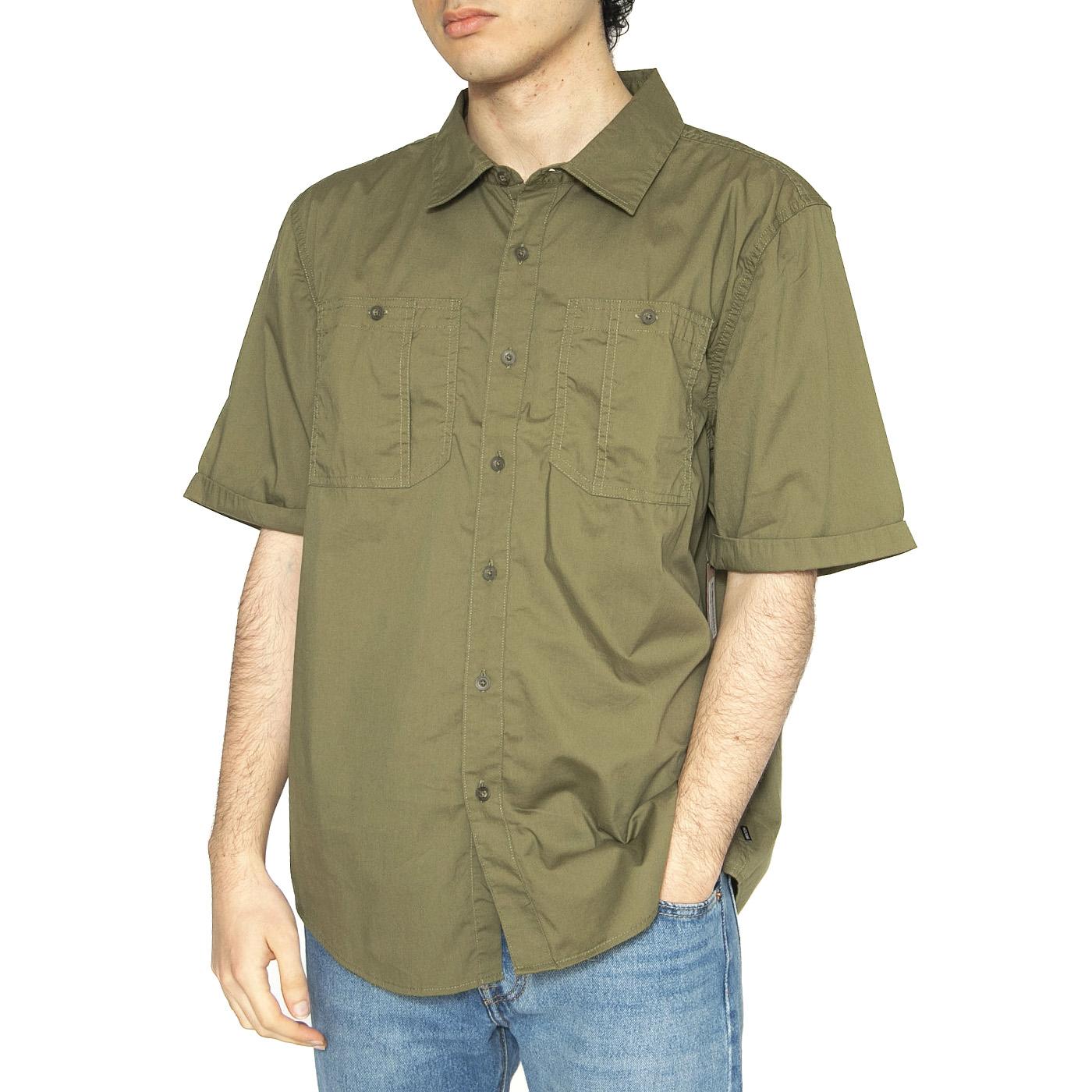 Charter S/S WVN - Camicia Maniche Corte Uomo Verde 01267-MILOL . BRIXTON 