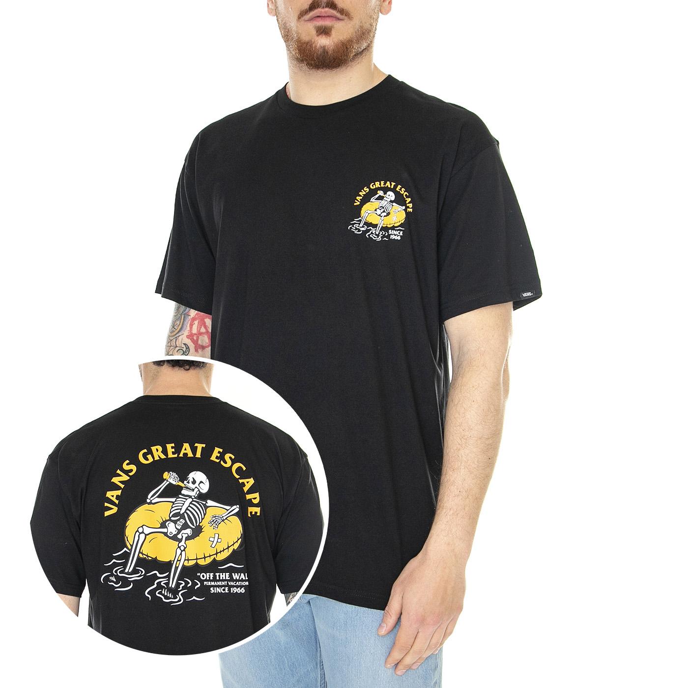 Permanent Vacation SS Tee Black - Maglietta Girocollo Uomo Nera VN0006CFBLK1  VANS 