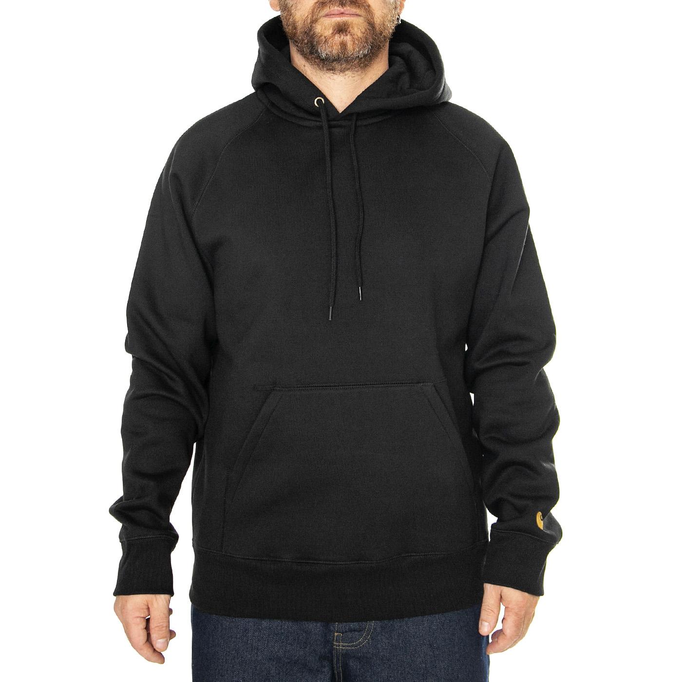 Hooded Chase Sweat Black / Gold - Felpa con Cappuccio Uomo Nera I033661.00FXX  CARHARTT WIP 