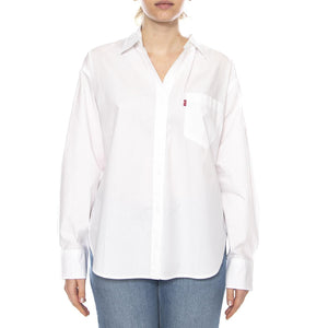 Harlie Boyfriend Shirt - Amari Stripe Chambray Blue 1 Poplin - Camicia Donna Bianca 001HM 0003 LEVIS 