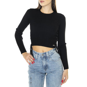 Go Lace Up Sweater Top Jet Black A996 - Maglione Donna Nero W3BR09Z2YK2-JBLK  GUESS ORIGINALS 