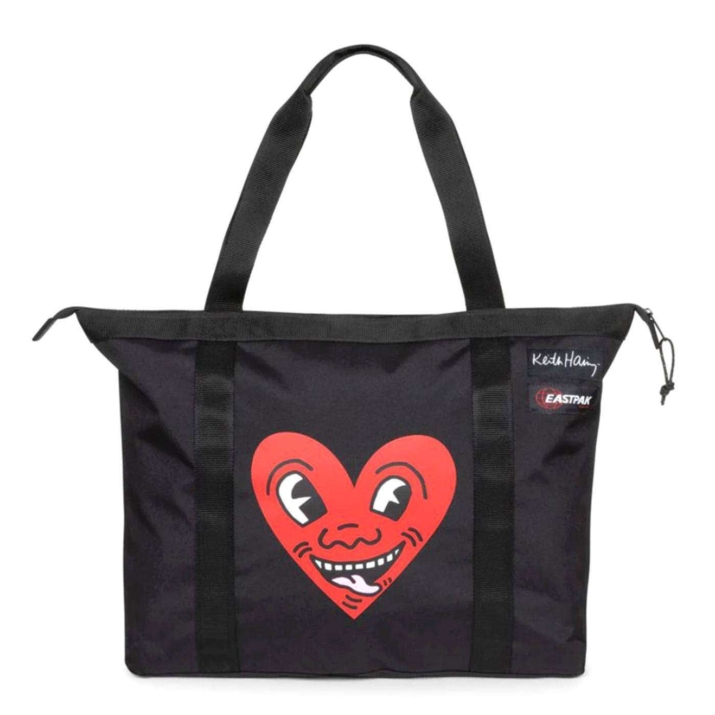 TRAVEL TOTE KEITH HARING HEART - Borsa Tote Bag Nera Collaborazione con Keith Haring EK0A5BLS 6Z61 EASTPAK 