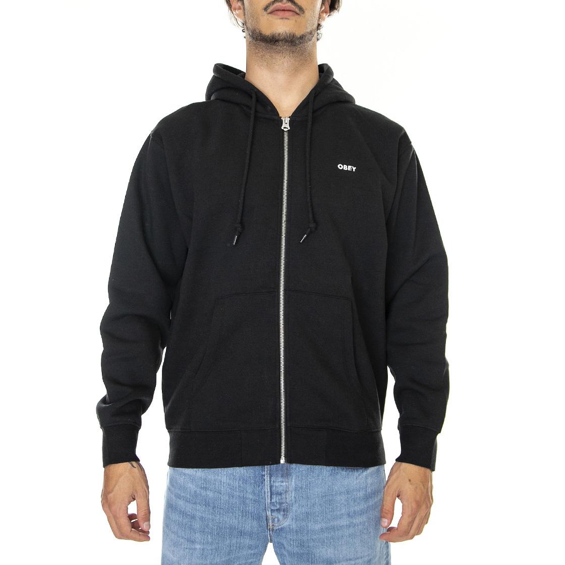 Established Works Bold Zip Hooded Fleece Black - Felpa con Cappuccio e Zip Uomo Nera 112460010-BLKe  OBEY 
