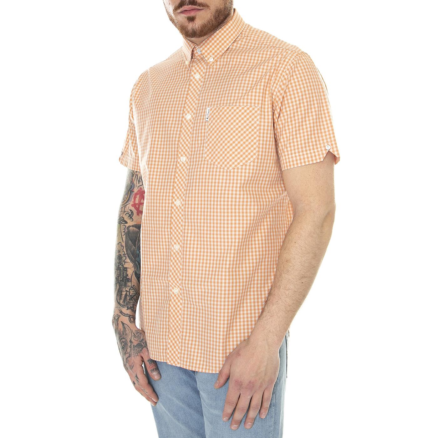 SS Signature Core Gingham Peach - Camicia Maniche Corte Uomo Arancione / Multicolore 59142-379  BEN SHERMAN 