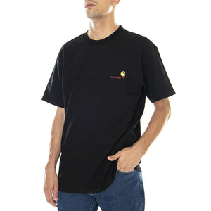 M' S/S American Script T-Shirt Black / Gold - Maglietta Girocollo Uomo Nera I029956.89.XX.03  CARHARTT WIP 