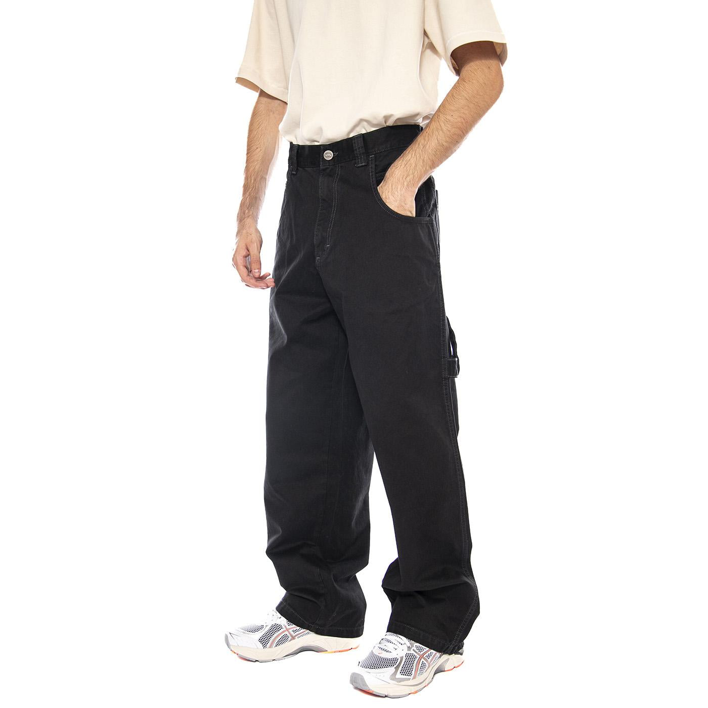 Baggy T. Gabardina Col. Tinto Nero - Pantaloni Uomo Neri R.BIANCO-L-CAMA-00N . BLUESKIN 