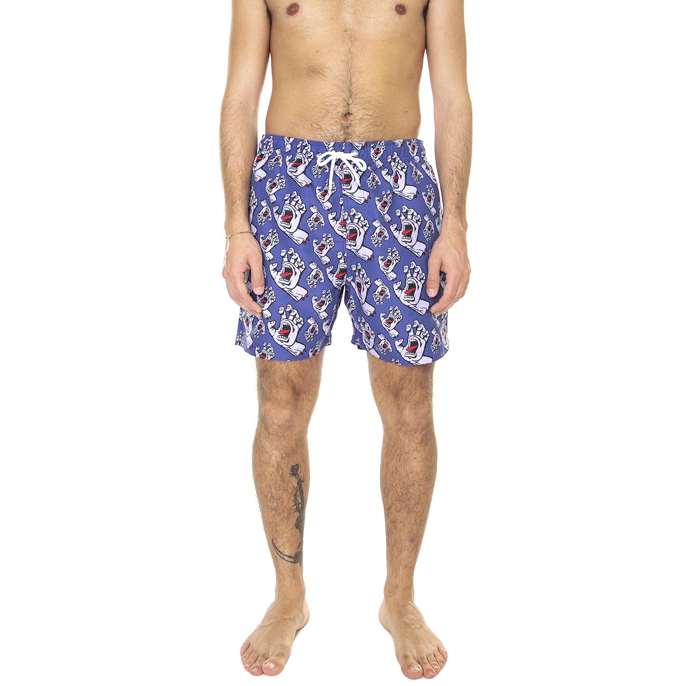 M' Hands All Over Swimshort Navy Blue - Costume da Bagno Uomo Blu / Multicolore Hands All Over Swimshort Navy Blue  SANTA CRUZ 