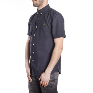 Brewer Short Sleeve Oxford Shirt - Navy - Camicia Maniche Corte Uomo Blu F4WS5074-454  FARAH 