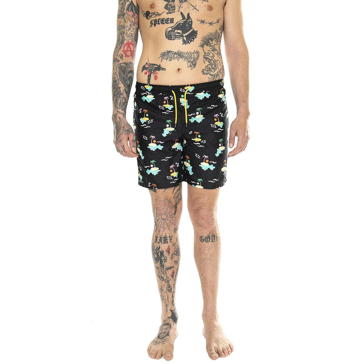 Island In The Sun Long Swimshorts 9300 - Costume da Bagno Uomo Nero ISL123-9300-9300  HAPPY SOCKS 