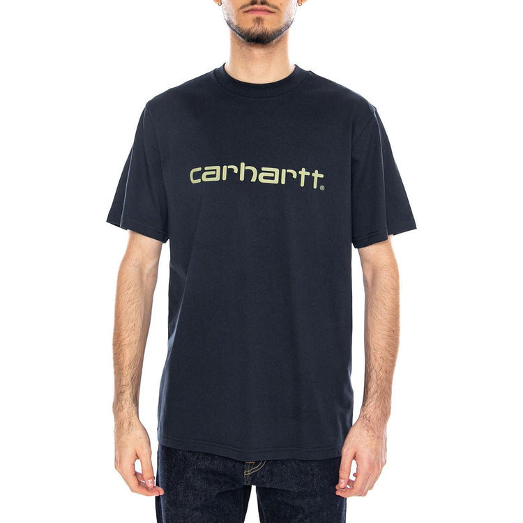 S/S Script T-Shirt Deep Night / Gentle Green - Maglietta Girocollo Uomo Blu I035700 3PLXX CARHARTT WIP 