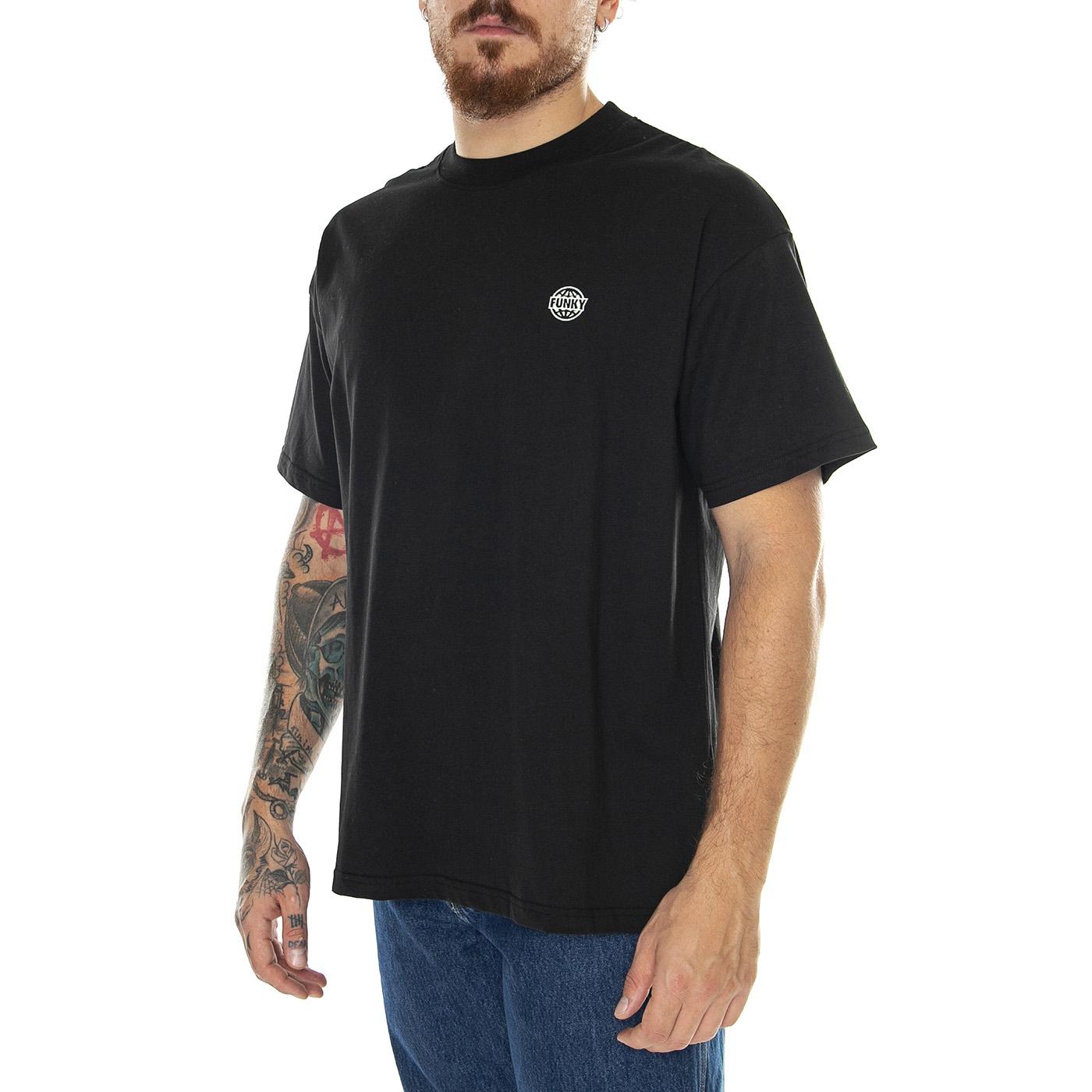 Logo Embroidery Tee Black - Maglietta Girocollo Uomo Nera Logo Embroidery Tee Black  FUNKY 