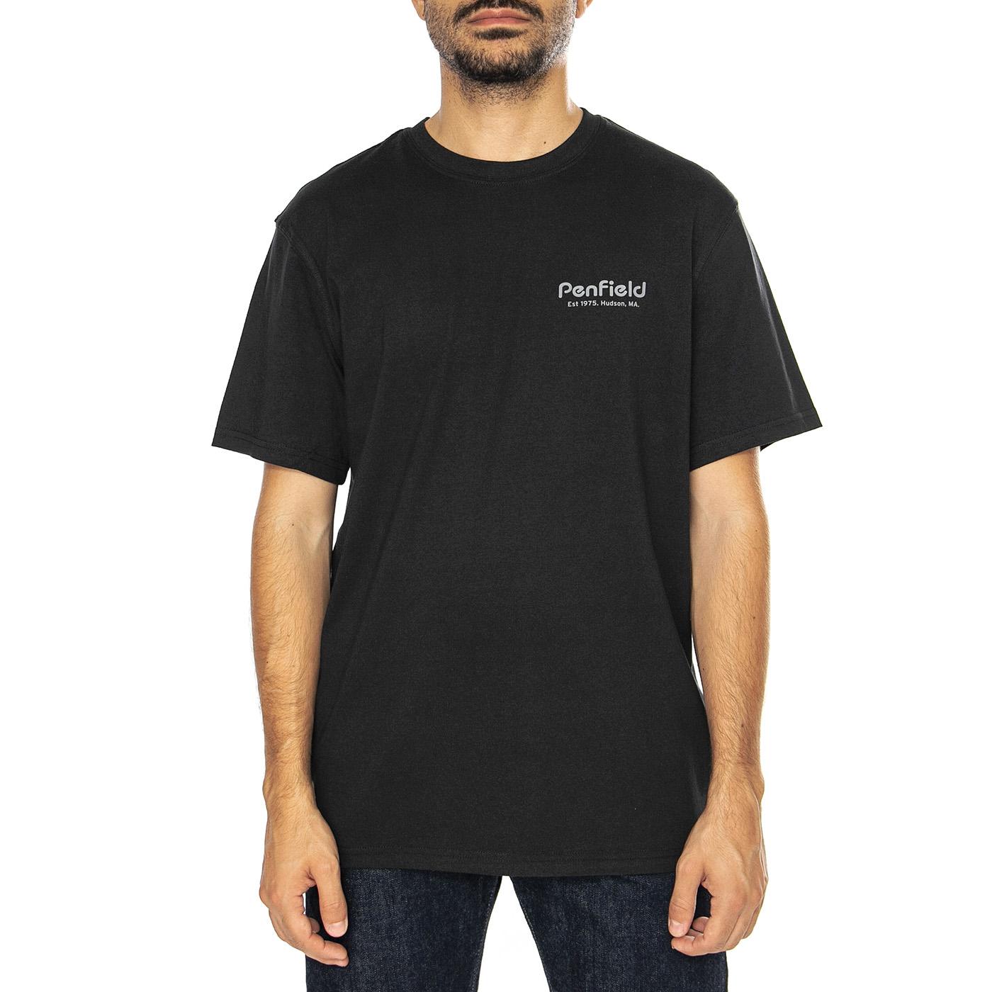 Hudson Script T-Shirt Black - Maglietta Girocollo Uomo Nera PFD0299-023  PENFIELD 