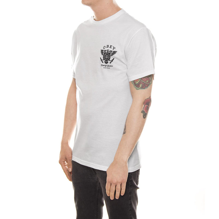 LIBERTY & JUSTICE PREMIUM S/S TEE WHITE 165361418-WHT  OBEY 