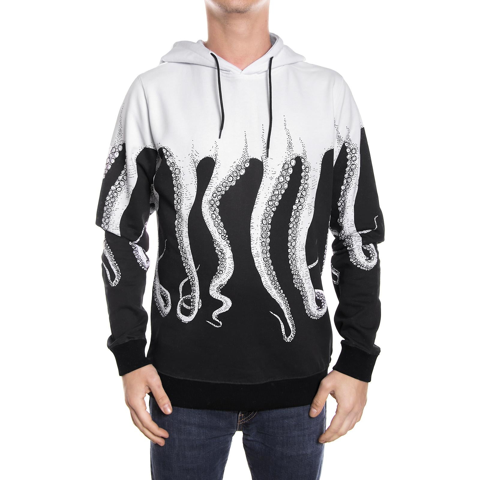 BLACK OCTOPUS HOODIE ORIGINAL WHITE ESTERNO 100% Cotone 76222_4  OCTOPUS 