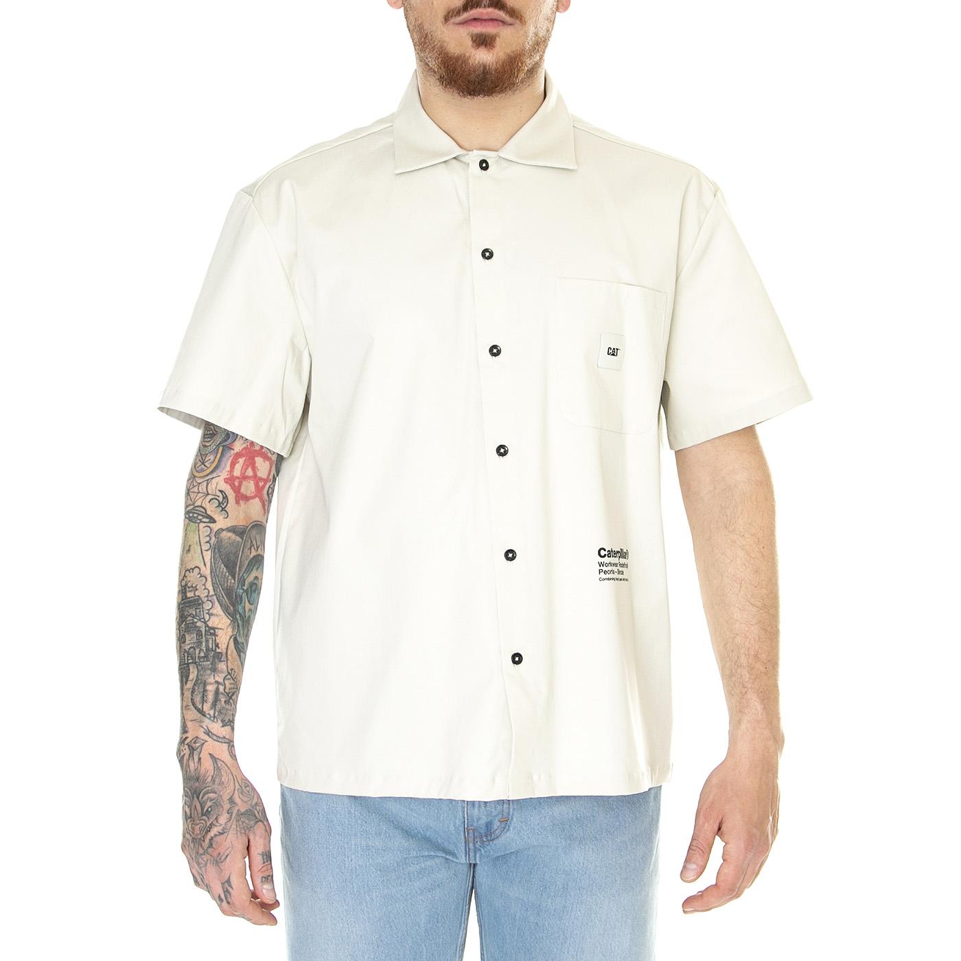 Basic Sleeves Shirt Bone - Camicia Maniche Corte Uomo Bianca 6020014-11-4300  CAT 