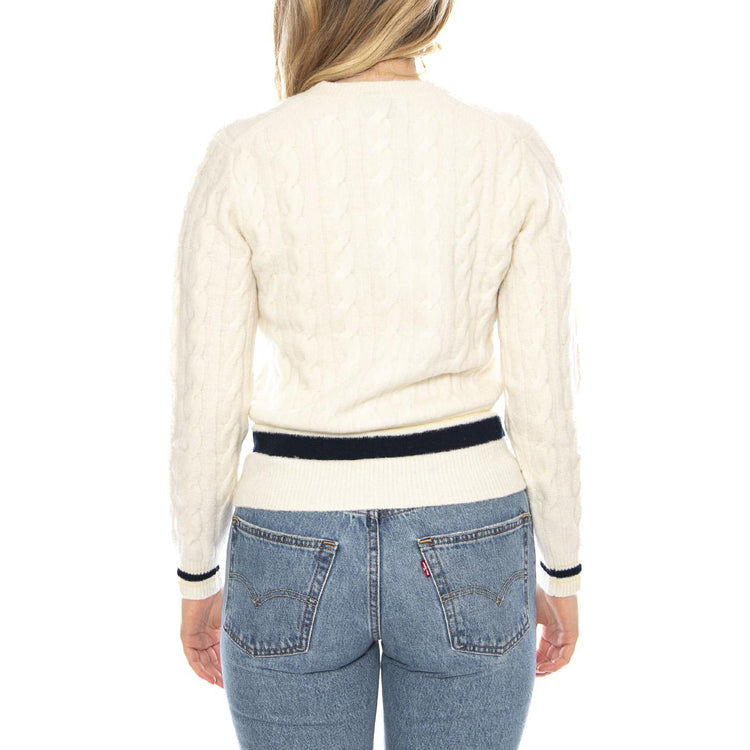 Pullover XFJ Lacoste -- Maglione Donna Bianco con Scollo a V AF4159-XFJ . LACOSTE 