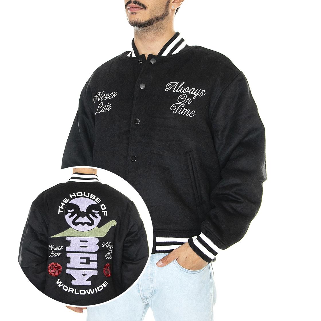 Time Varsity Jacket Black - Giacca Invernale Uomo Nera 121800520-BLK  OBEY 