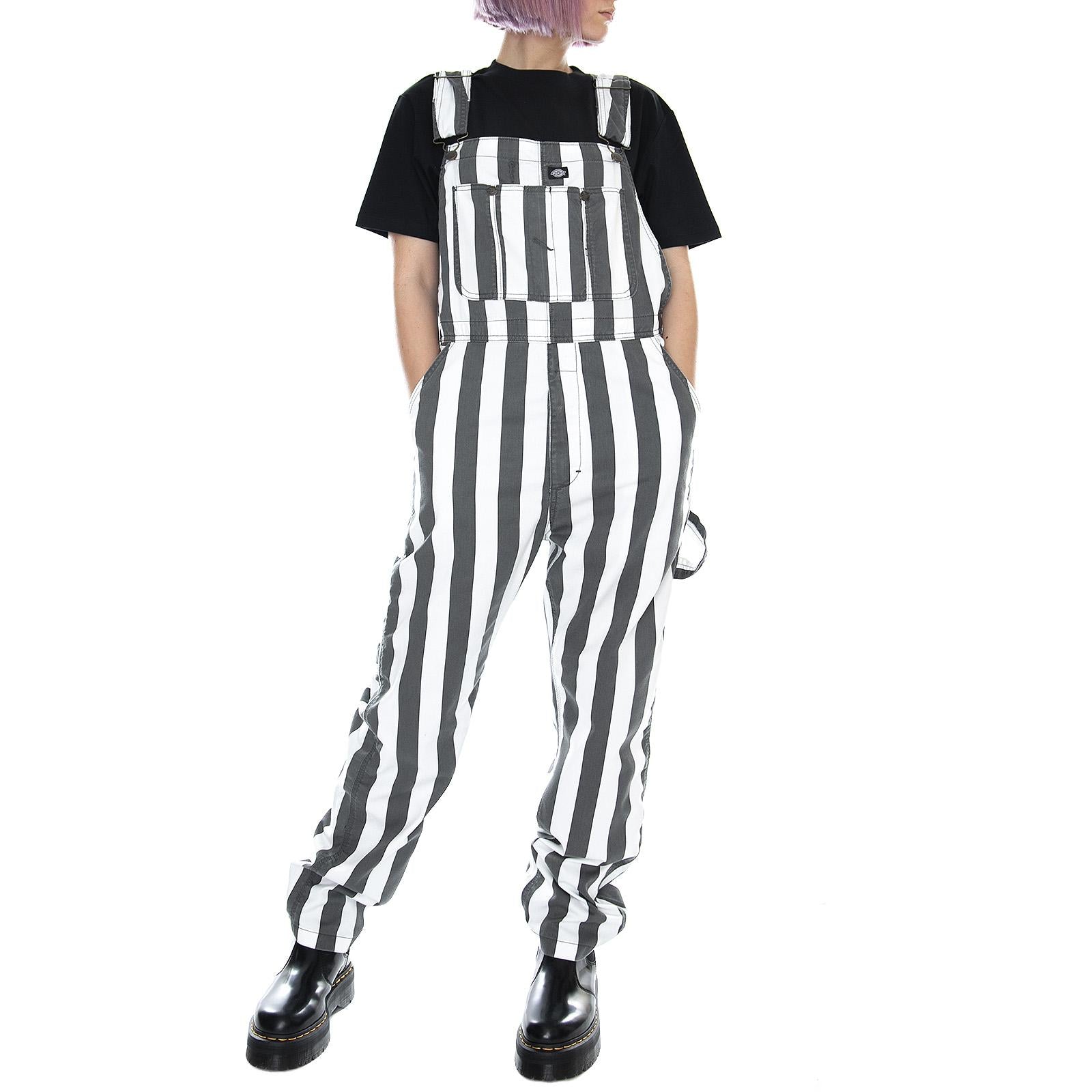 Fredonia Overall - Charcoal Grey / White - Salopette Donna Grigia / Bianca 01310033W-CH . DICKIES 