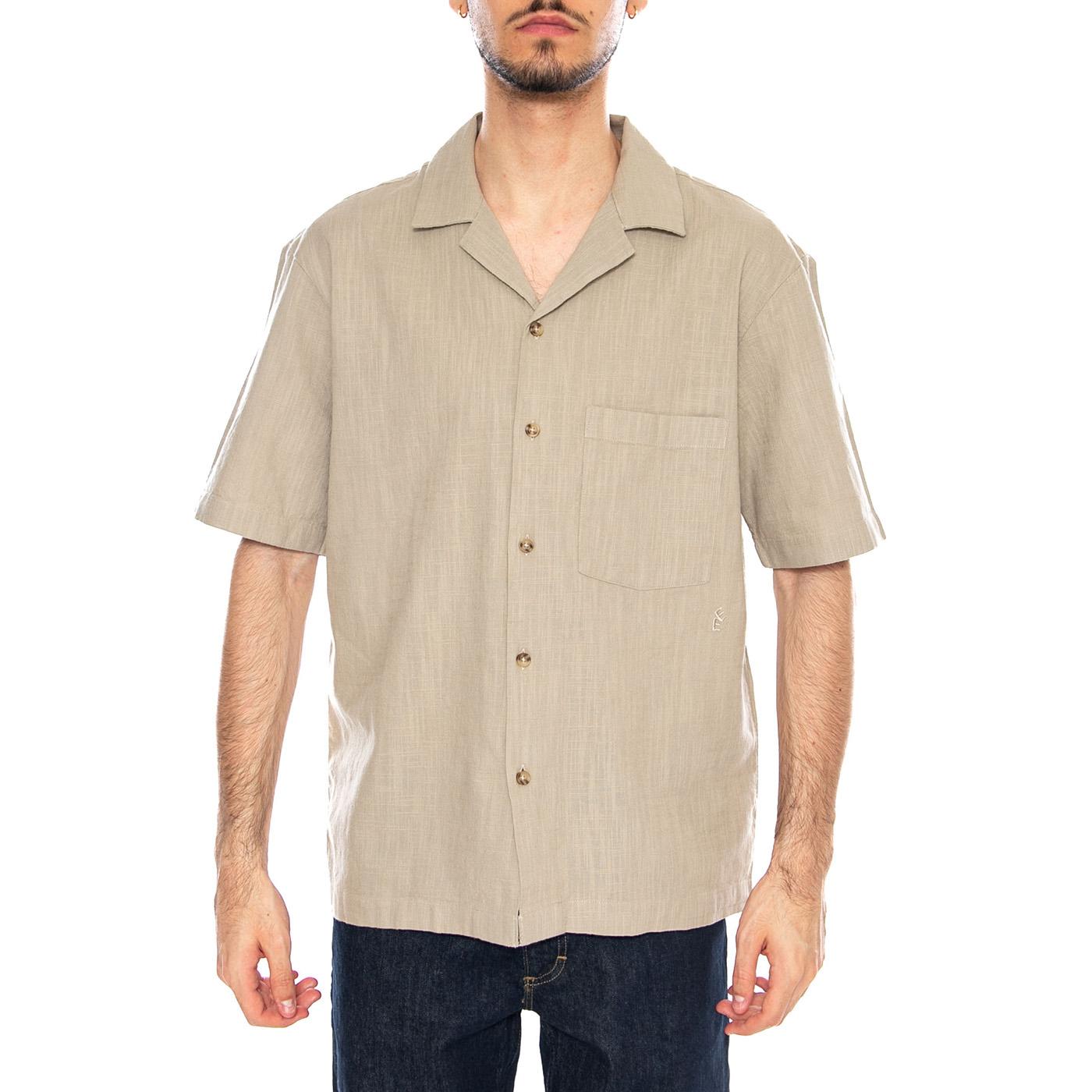 Nilio MS Shirt Stone Green - Camicia Maniche Corte Uomo Beige / Verde 331565 974 ELVINE 