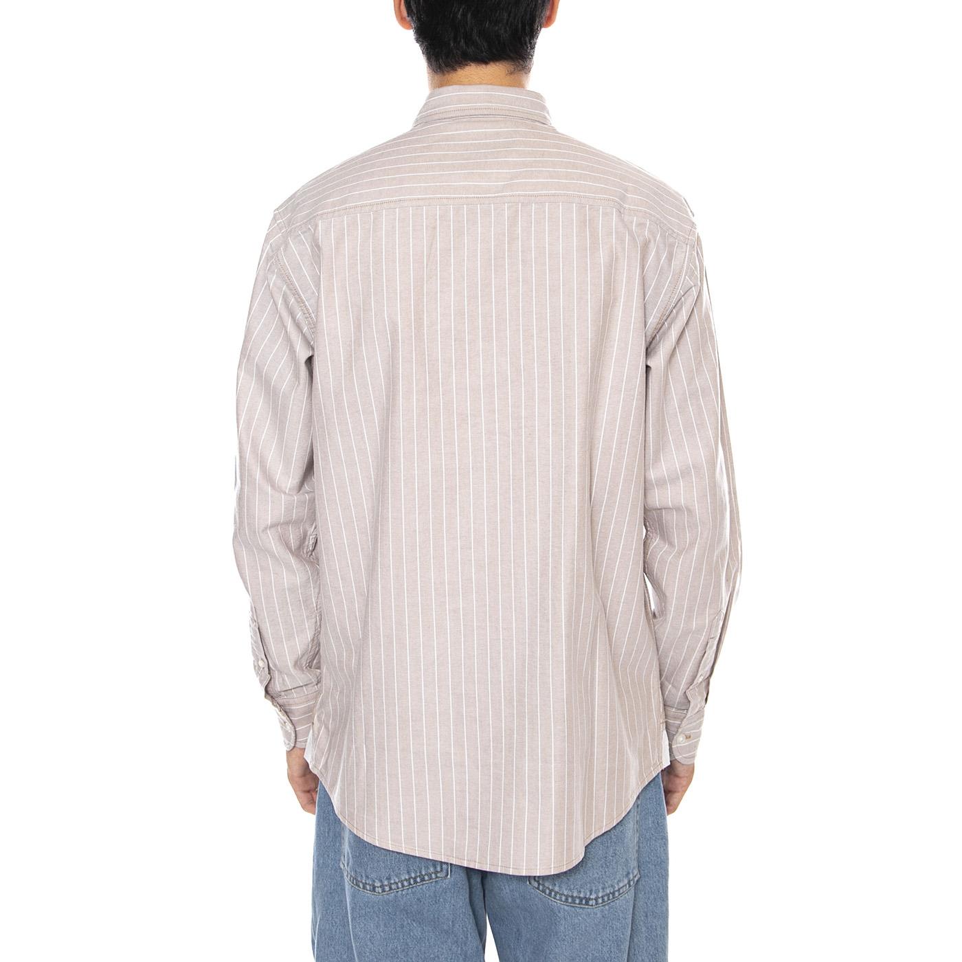 L/S Cassel Shirt Cassel Stripe, Peanut / White - Camicia Uomo Multicolore I035327.35EXX  CARHARTT WIP 