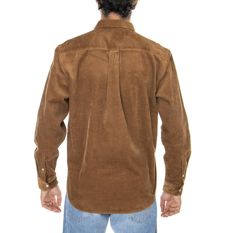 L/S Madison Cord Shirt Hamilton Brown / Black - Camicia in Velluto Uomo Marrone I029958-08WXX  CARHARTT WIP 